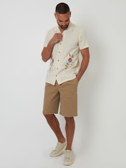 Threadbare Natural Linen Blend Embroidered Floral Detail Shirt - Image 3 of 4