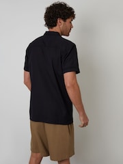 Threadbare Black Linen Blend Crochet Lace Short Sleeve Shirt - Image 2 of 4