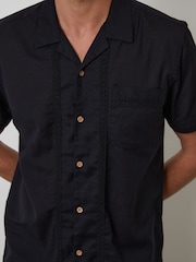 Threadbare Black Linen Blend Crochet Lace Short Sleeve Shirt - Image 4 of 4