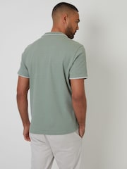 Threadbare Green Contrast Revere Collar 100% Cotton Polo Shirt - Image 2 of 5