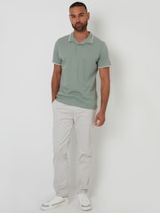 Threadbare Green Contrast Revere Collar 100% Cotton Polo Shirt - Image 3 of 5