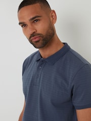 أزرق مائي - Threadbare Textured 100% Cotton Jersey Polo Shirt - صورة 3 من 4