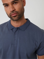 أزرق مائي - Threadbare Textured 100% Cotton Jersey Polo Shirt - صورة 4 من 4