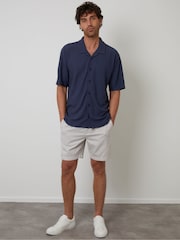 Threadbare Blue Textured Revere Collar Shirt - Image 3 of 4