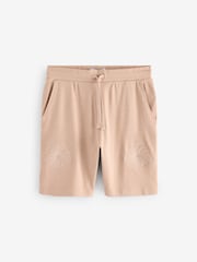 Threadbare Natural Floral Embroidered 100% Cotton Sweat Shorts - Image 1 of 1