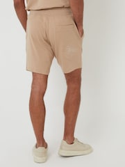 Threadbare Natural Floral Embroidered 100% Cotton Sweat Shorts - Image 2 of 5