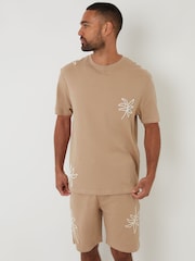 Threadbare Natural Cord Detail 100% Cotton Sweat Shorts - Image 1 of 5