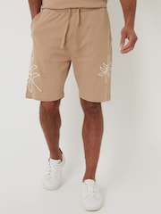 Threadbare Natural Cord Detail 100% Cotton Sweat Shorts - Image 2 of 5