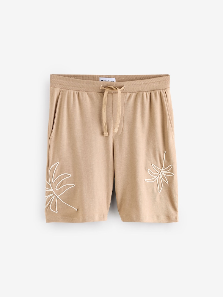 Threadbare Natural Cord Detail 100% Cotton Sweat Shorts - Image 5 of 5