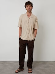 Threadbare Natural Textured Revere Collar Shirt - Image 3 of 4