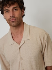 Threadbare Natural Textured Revere Collar Shirt - Image 4 of 4