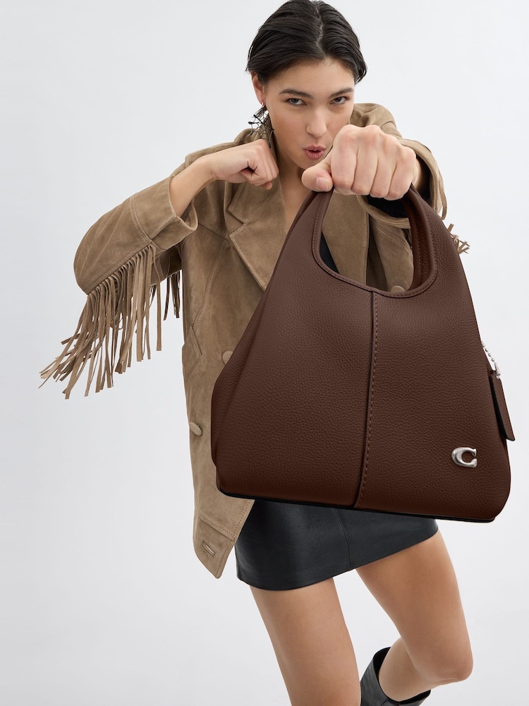 COACH Brown Polished Pebble Leather Lana Shoulder Bag 23 - Image 7 of 7 COACH Brown Polished Pebble Leather Lana Shoulder Bag 23 - Image 7 of 7
