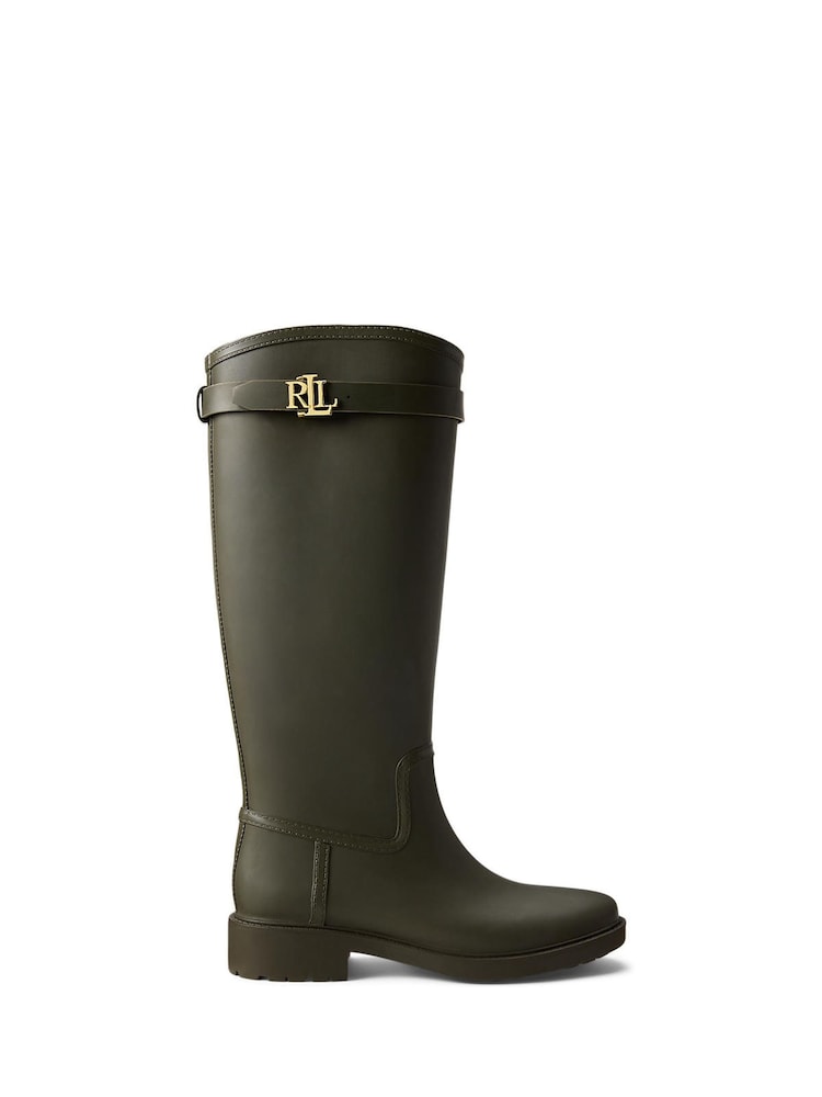 Lauren Ralph Lauren Green Tall Logo Wellington Boots - Image 1 of 3 Lauren Ralph Lauren Green Tall Logo Wellington Boots - Image 1 of 3