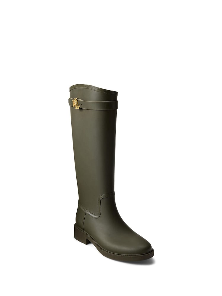 Lauren Ralph Lauren Green Tall Logo Wellington Boots - Image 2 of 3 Lauren Ralph Lauren Green Tall Logo Wellington Boots - Image 2 of 3