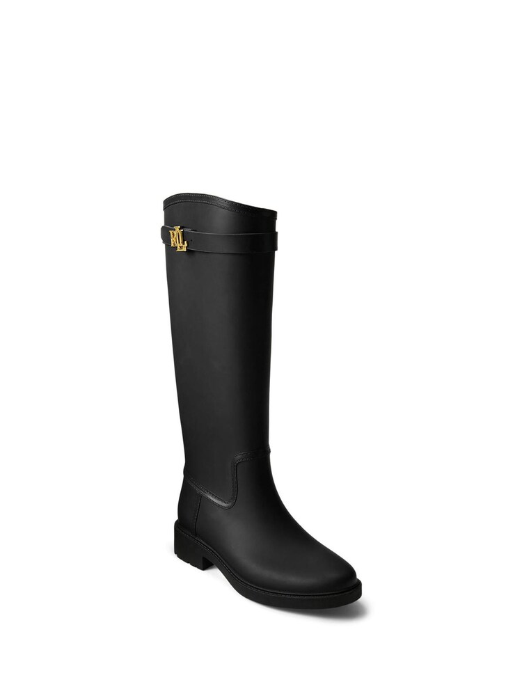 Lauren Ralph Lauren Black Tall Logo Wellington Boots - Image 2 of 3