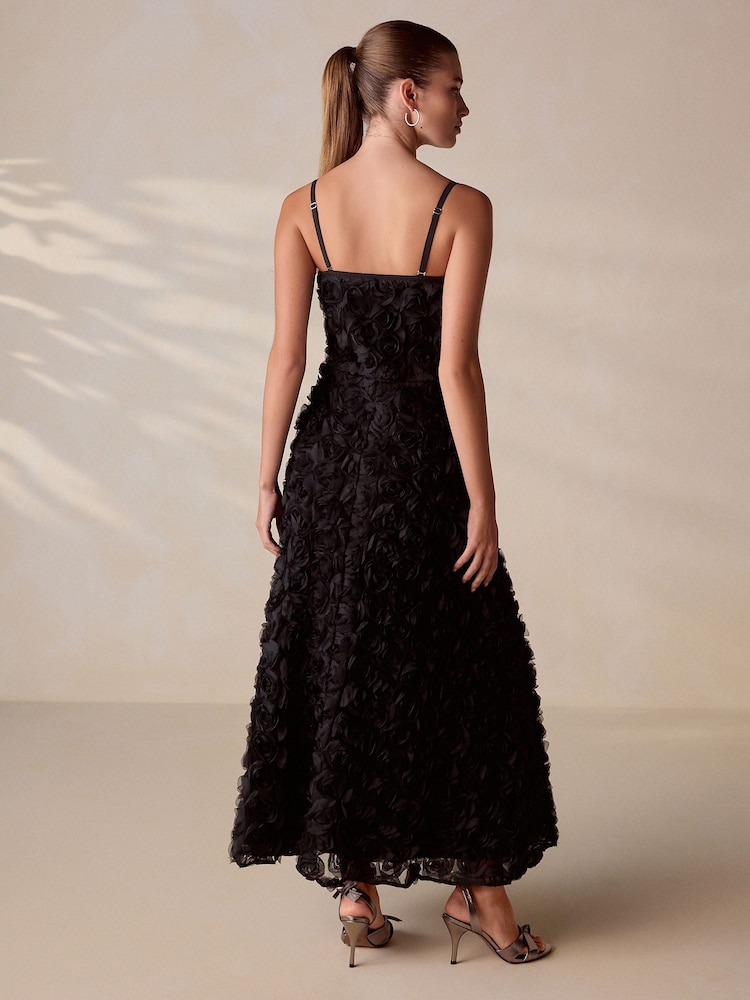 Buy Black Occasion 3D Floral Bandeau Maxi Dress with Detachable Straps from  Next China