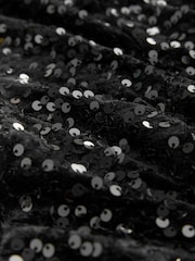 Black Square Neck Flippy Mini Sequin Dress - Image 6 of 7