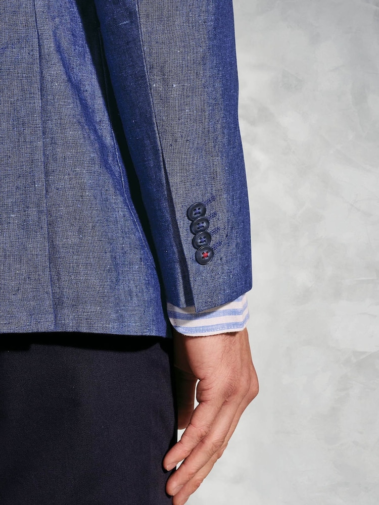 Brook Taverner Blue 100% Linen Jacket - Image 5 of 5