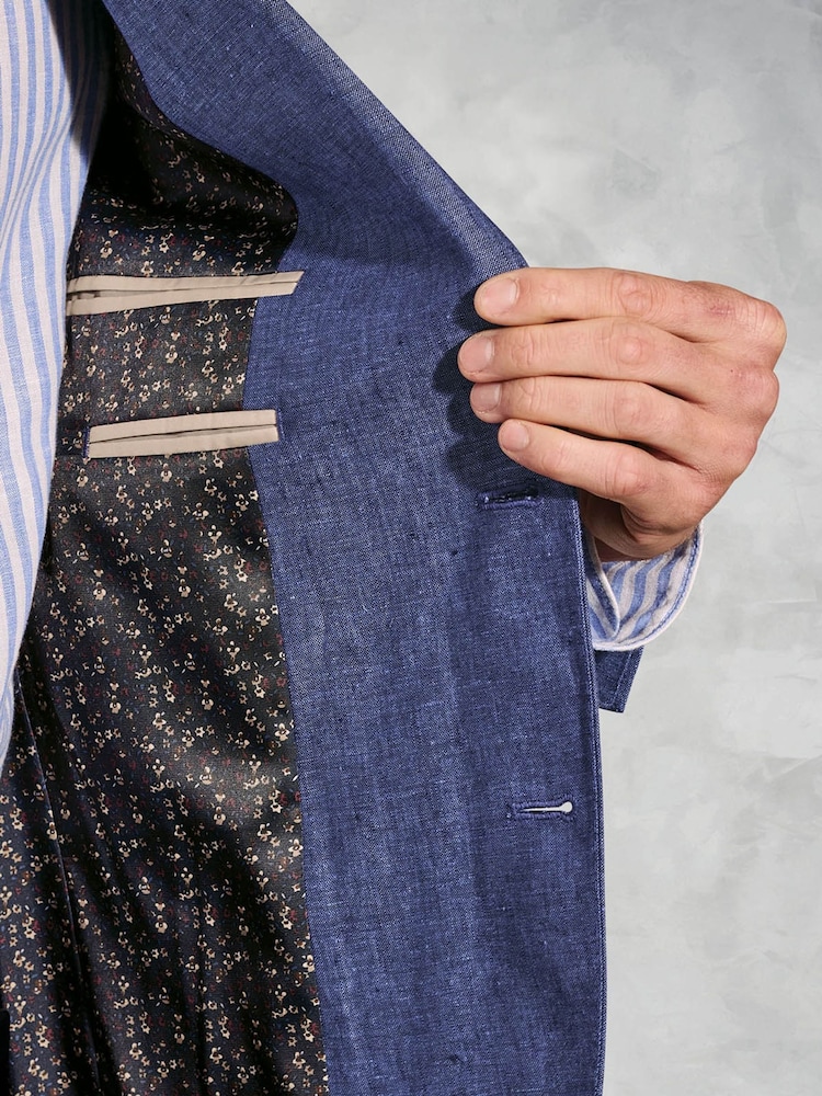 Brook Taverner Blue Navy Tailored Fit Jacket - Image 8 of 8