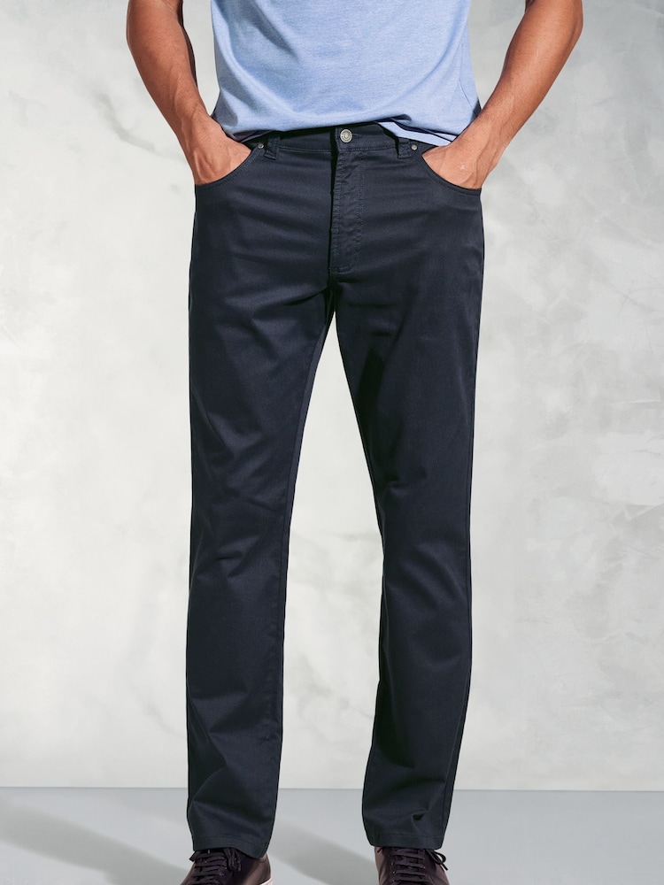 Brook Taverner Blue Cotton Slub 5 Pocket Trousers - Image 1 of 3