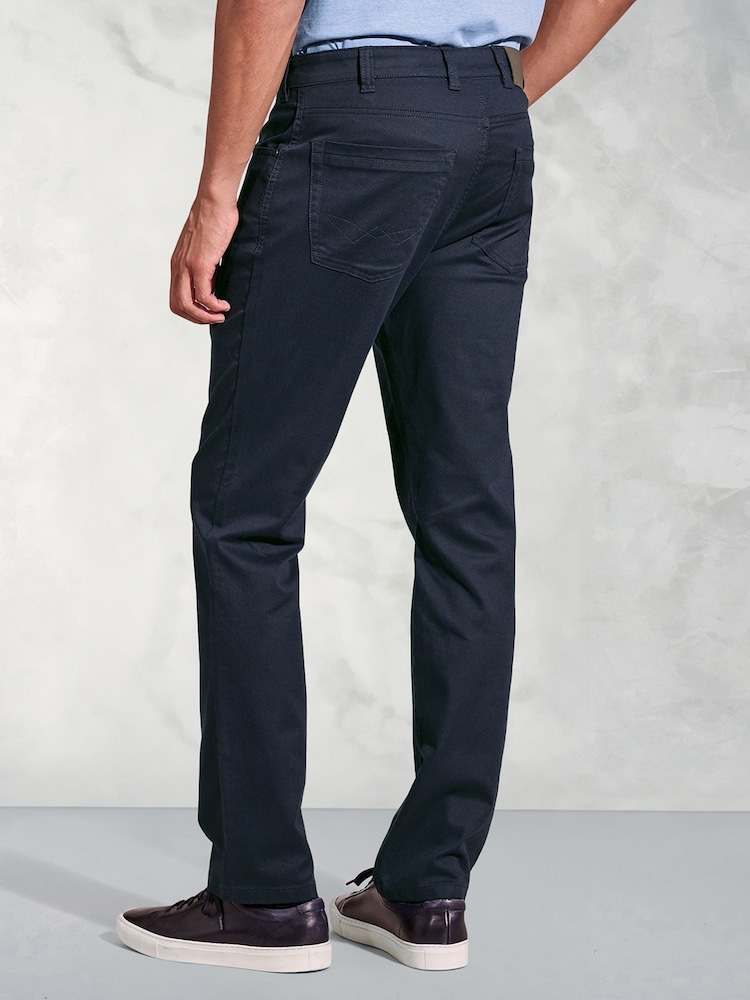 Brook Taverner Blue Cotton Slub 5 Pocket Trousers - Image 2 of 3