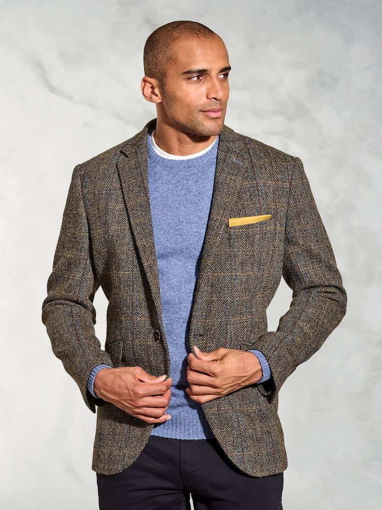 Brook Taverner Brown Check Harris Tweed Jacket - Image 1 of 5