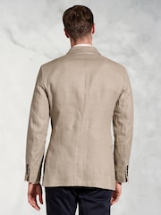 Brook Taverner Natural 100% Linen DB Peak Jacket - Image 2 of 5