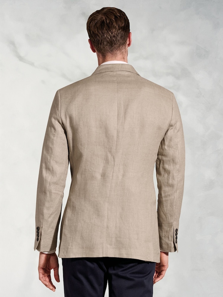 Brook Taverner Natural 100% Linen DB Peak Jacket - Image 2 of 5