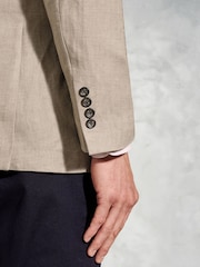 Brook Taverner Natural 100% Linen DB Peak Jacket - Image 4 of 5