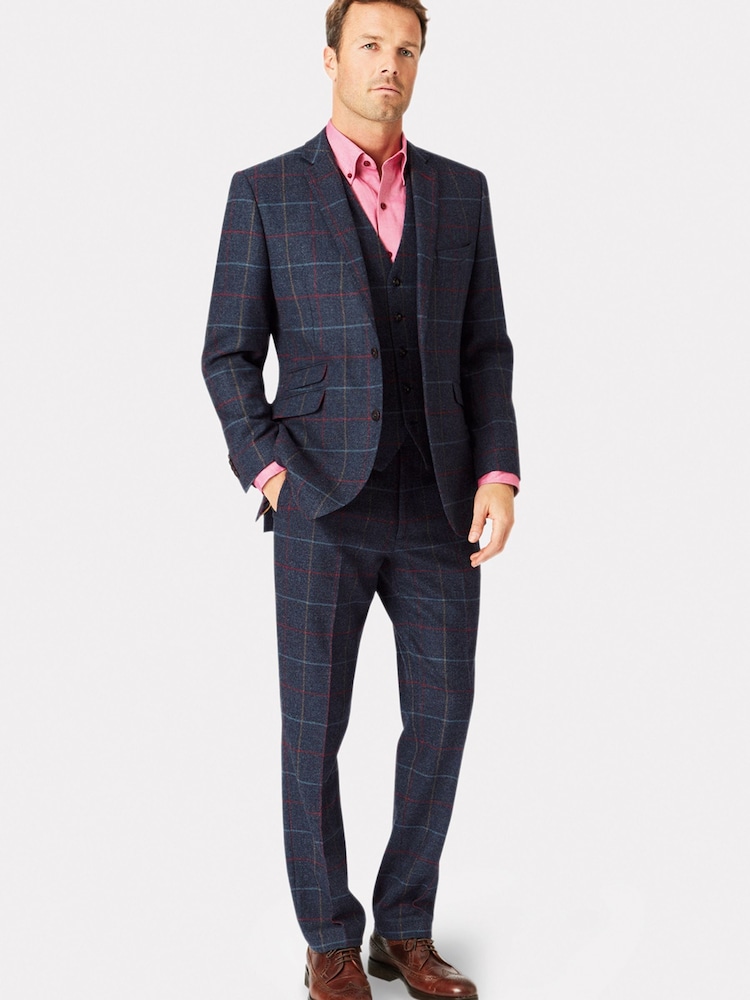 Brook Taverner Blue Check Wool Suit Jacket - Image 2 of 5