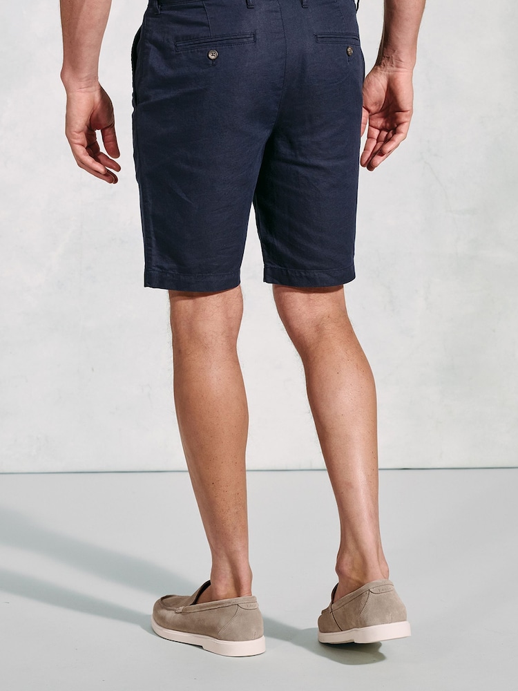 Brook Taverner Blue Cotton Linen Shorts - Image 2 of 3