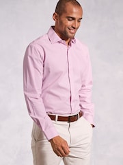 Brook Taverner Pink Dot Fine Stripe Long Sleeve 100% Cotton Shirt - Image 1 of 5