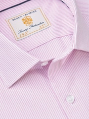 Brook Taverner Pink Dot Fine Stripe Long Sleeve 100% Cotton Shirt - Image 4 of 5