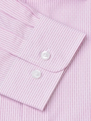 Brook Taverner Pink Dot Fine Stripe Long Sleeve 100% Cotton Shirt - Image 5 of 5