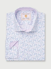 Brook Taverner Blue Ditsy Watercolour Floral Print Stretch Long Sleeve Shirt - Image 3 of 5