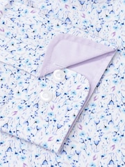 Brook Taverner Blue Ditsy Watercolour Floral Print Stretch Long Sleeve Shirt - Image 5 of 5