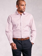 Brook Taverner Pink Ditsy Watercolour Floral Print Stretch Long Sleeve Shirt - Image 1 of 5