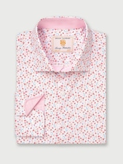 Brook Taverner Pink Ditsy Watercolour Floral Print Stretch Long Sleeve Shirt - Image 3 of 5