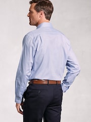 Brook Taverner Blue Dobby Texture Long Sleeve 100% Cotton Shirt - Image 2 of 5