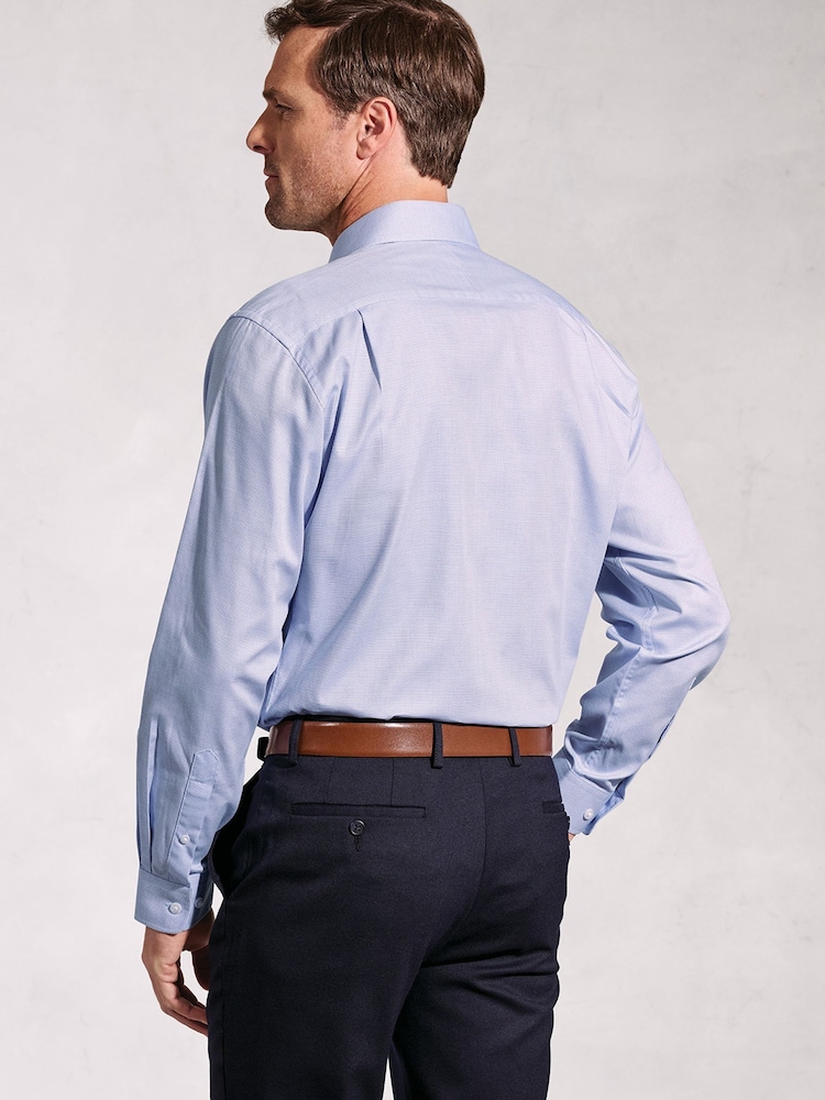 Brook Taverner Blue Dobby Texture Long Sleeve 100% Cotton Shirt - Image 2 of 5 Brook Taverner Blue Dobby Texture Long Sleeve 100% Cotton Shirt - Image 2 of 5