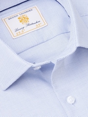 Brook Taverner Blue Dobby Texture Long Sleeve 100% Cotton Shirt - Image 4 of 5