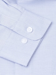 Brook Taverner Blue Dobby Texture Long Sleeve 100% Cotton Shirt - Image 5 of 5