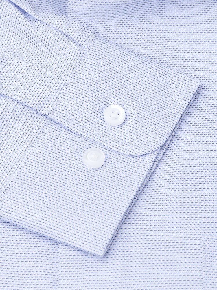 Brook Taverner Blue Dobby Texture Long Sleeve 100% Cotton Shirt - Image 5 of 5