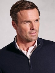 Brook Taverner Blue White Quarter  Zip Jumper - Image 1 of 3