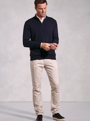 Brook Taverner Blue White Quarter  Zip Jumper - Image 2 of 3