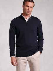 Brook Taverner Blue White Quarter  Zip Jumper - Image 3 of 3