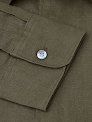 Brook Taverner Green 100% Linen Shirt - Image 3 of 4