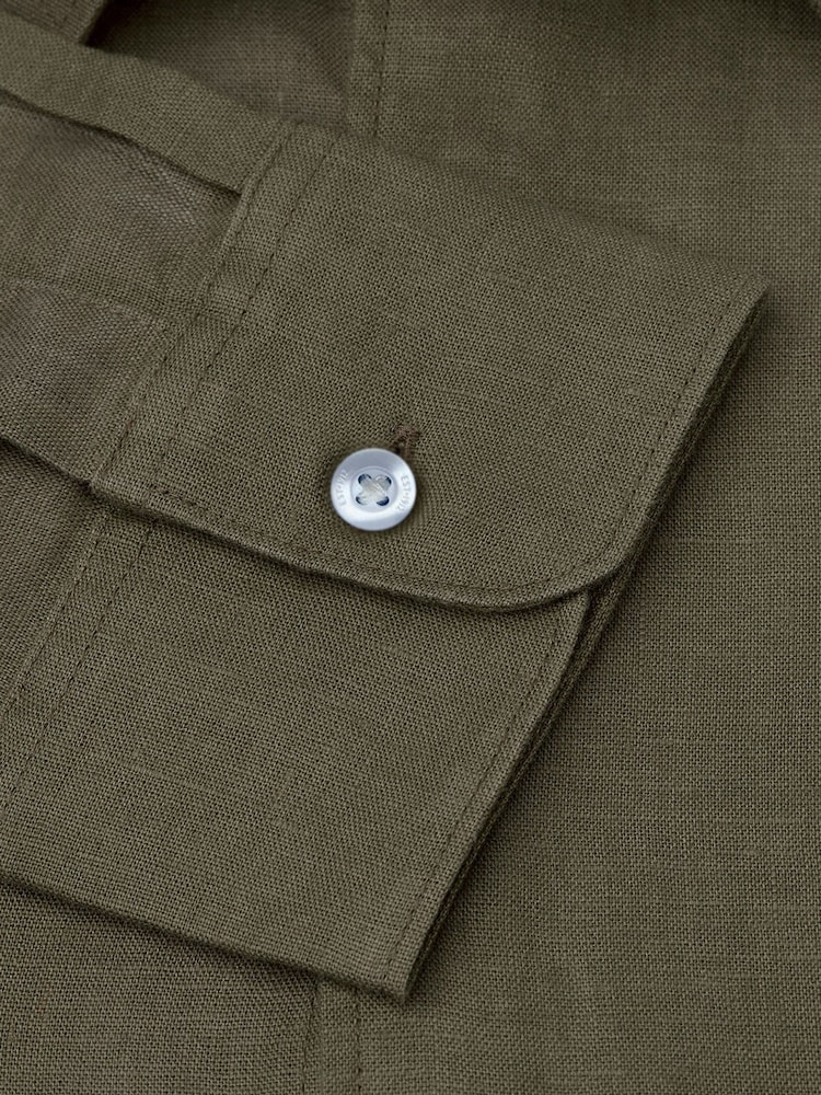 Brook Taverner Green 100% Linen Shirt - Image 4 of 4