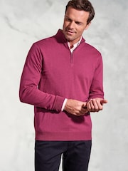 Brook Taverner Purple 1/4 Zip Jumper - Image 1 of 3