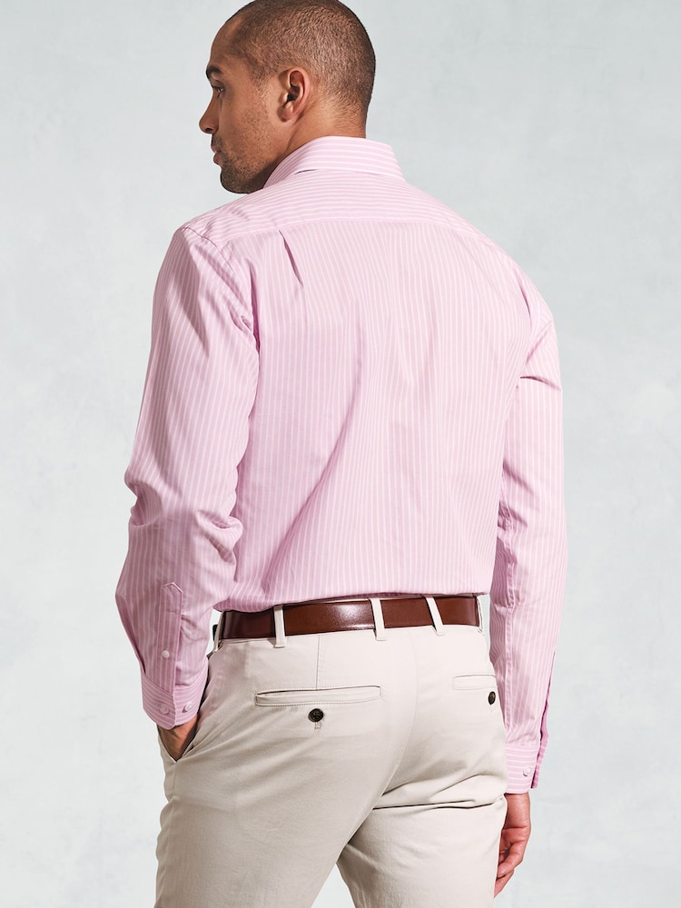Brook Taverner Pink Light Dobby Texture Long Sleeve 100% Cotton Shirt - Image 2 of 5 Brook Taverner Pink Light Dobby Texture Long Sleeve 100% Cotton Shirt - Image 2 of 5